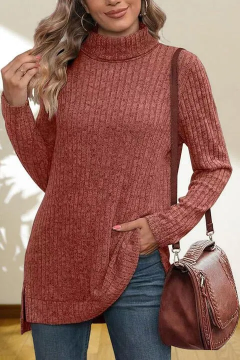 Gentle Slope High Low Thick Turtleneck Sweater