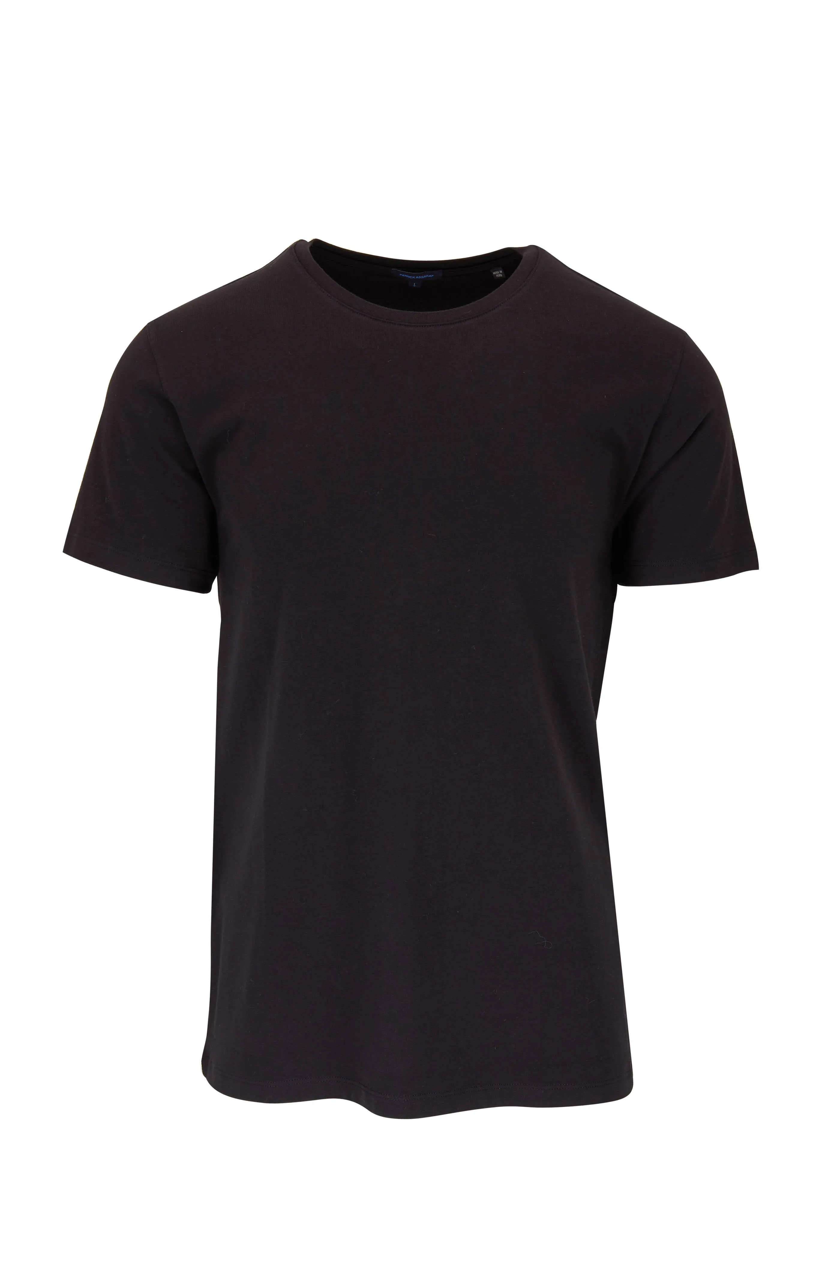 Iconic Black Pima Stretch Short Sleeve Crew Neck - PATRICK ASSARAF