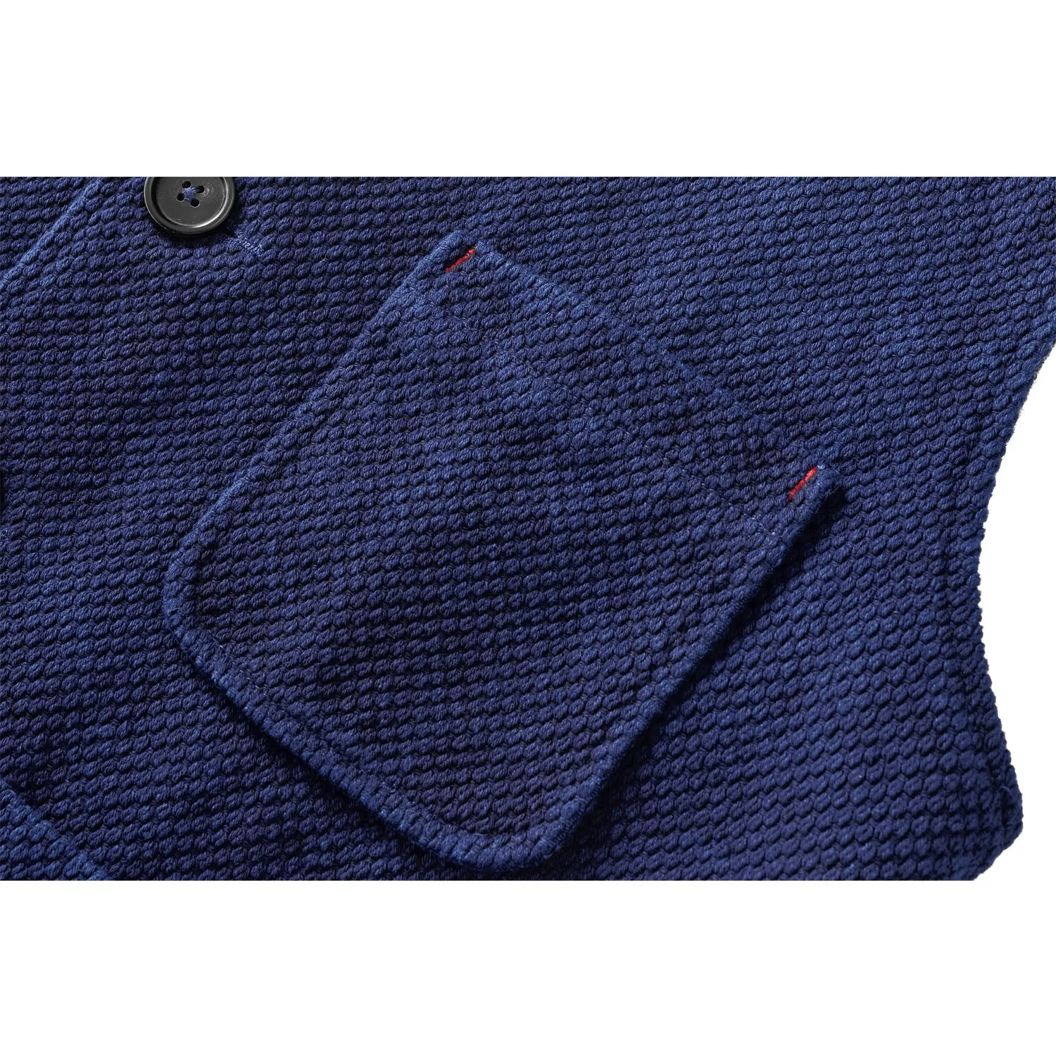 Indigo Sashiko Notch Collar Vest