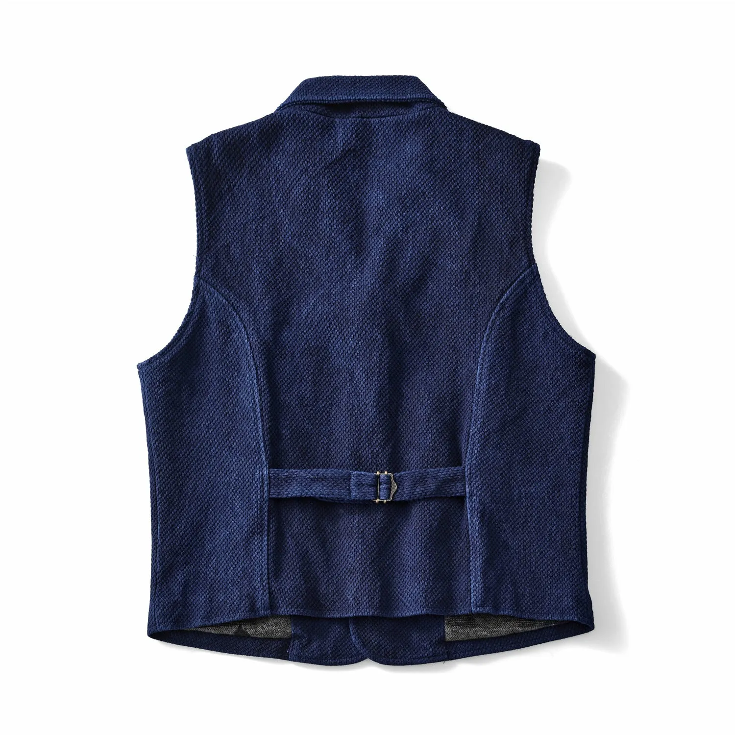 Indigo Sashiko Notch Collar Vest