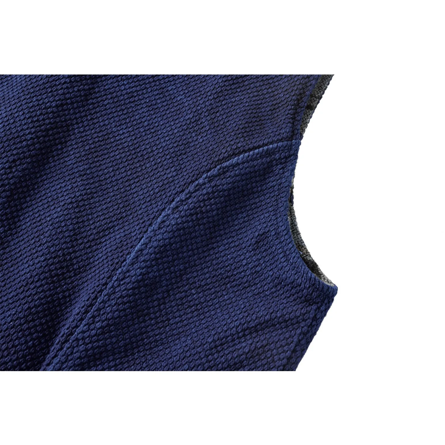 Indigo Sashiko Notch Collar Vest