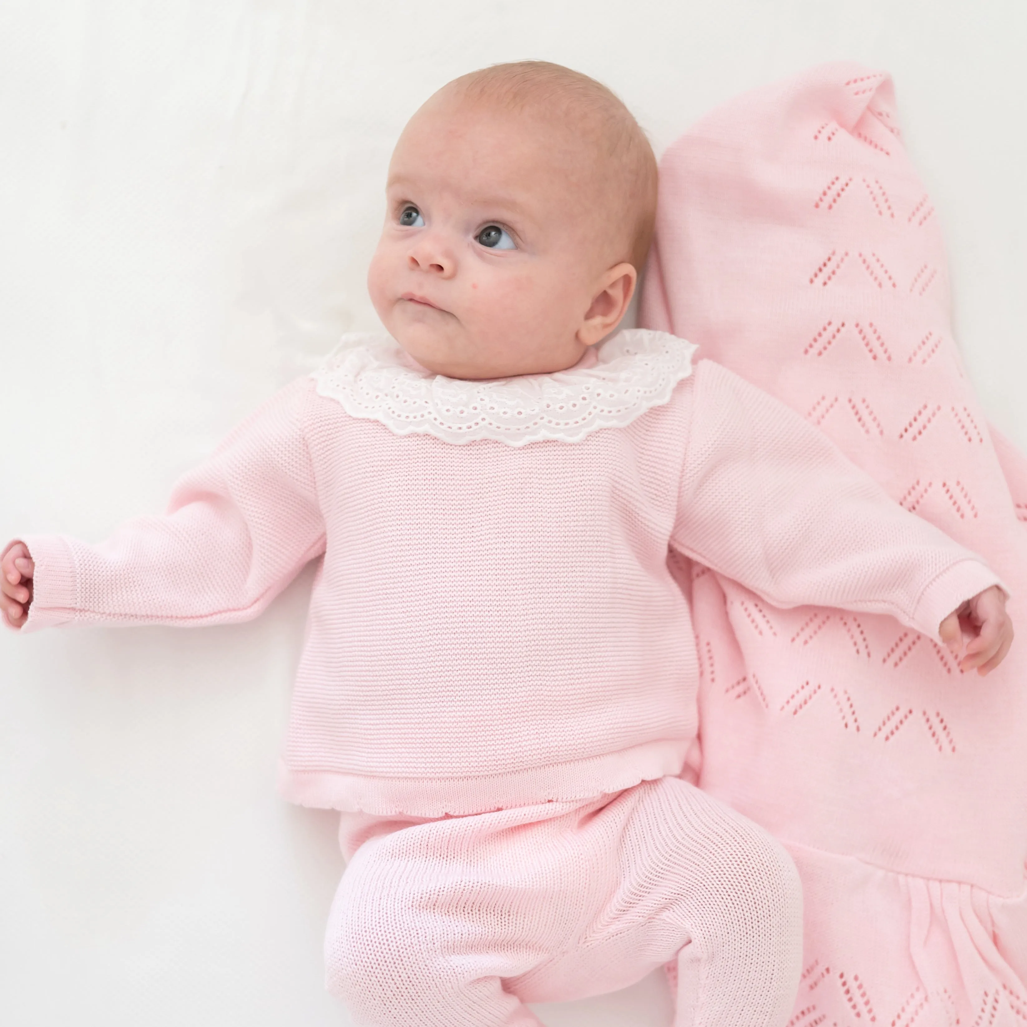 Knit Baby Girl Sweater & Stockings Set - Pink