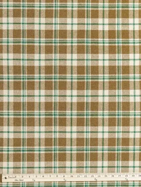 Large Plaid Melton Wool Blend Deadstock - Khaki   Green   Cream - Swatch