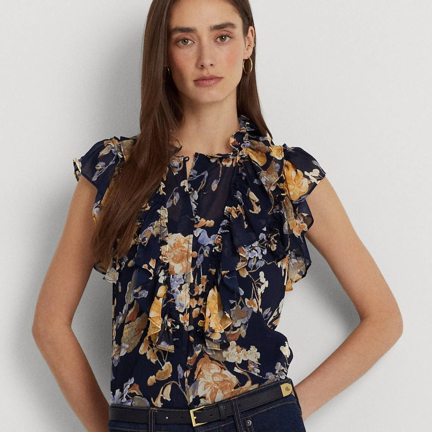 Lauren Ralph Lauren Floral Georgette Sleeveless Shirt