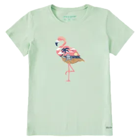 Life is Good W SS Crusher Beachy Flamingo SAGE GREEN