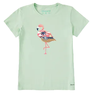 Life is Good W SS Crusher Beachy Flamingo SAGE GREEN