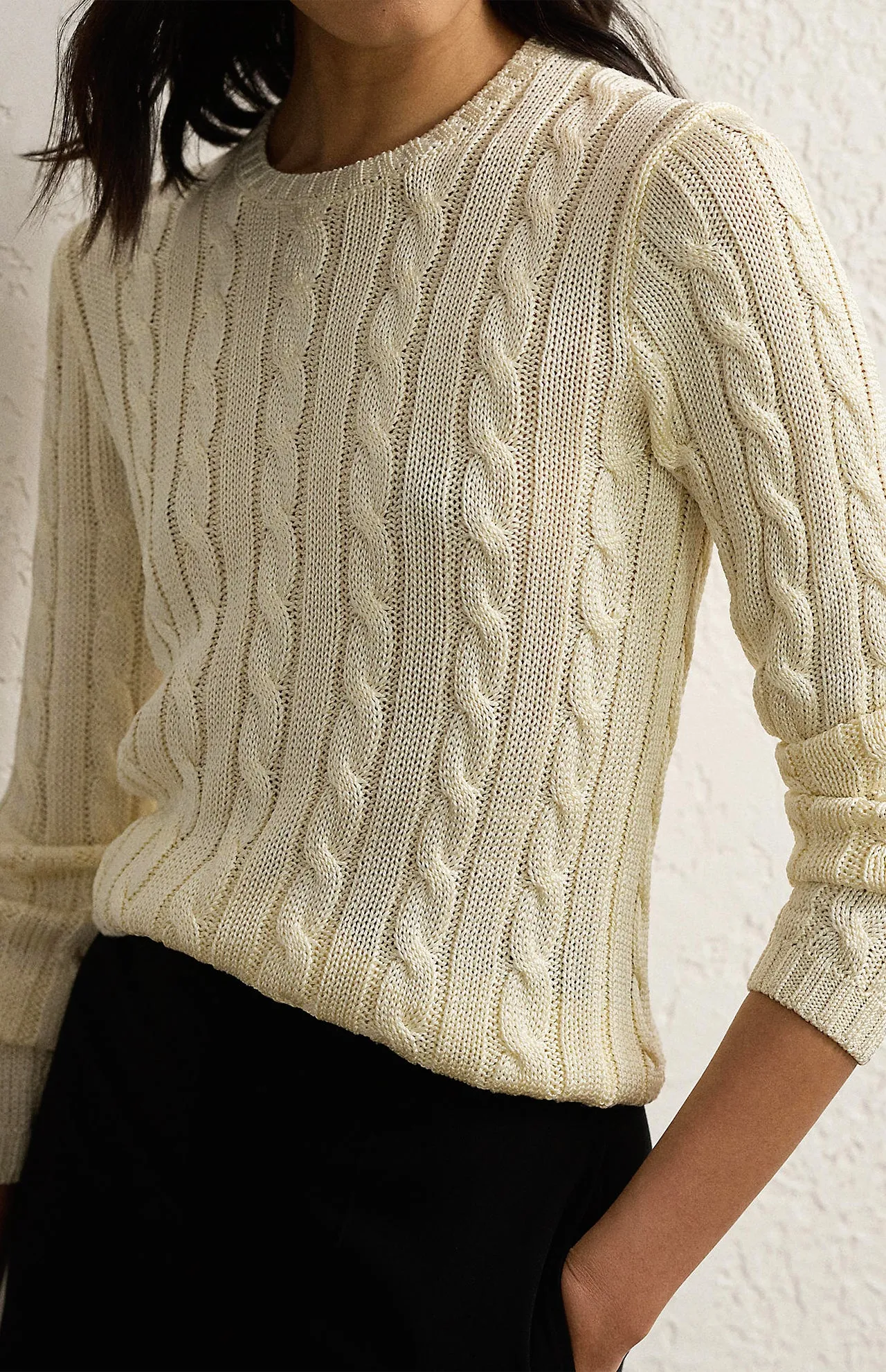 Long Sleeve Crew Cable Sweater