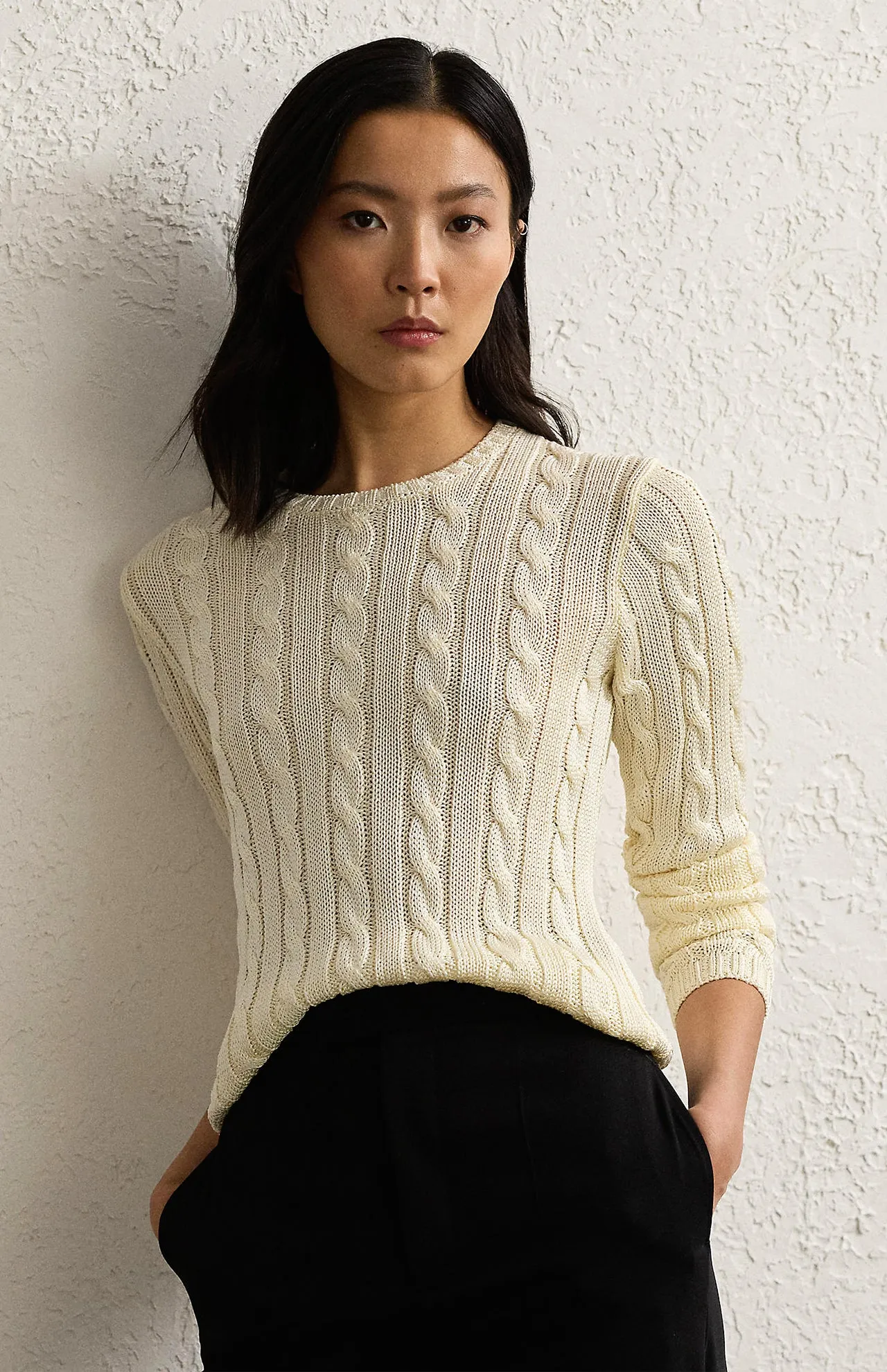 Long Sleeve Crew Cable Sweater