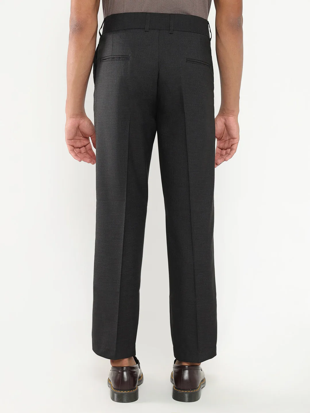 Men Black Solid Formal Trousers