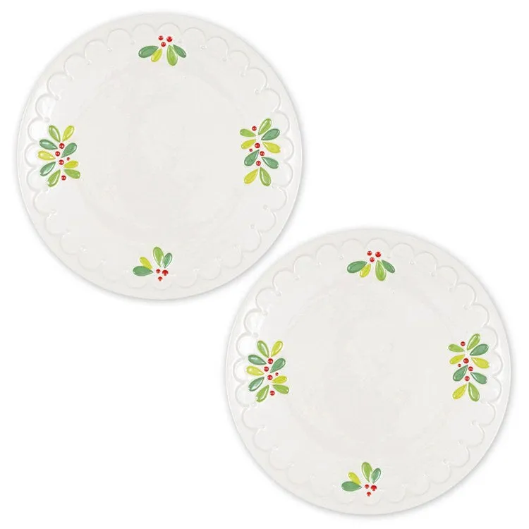 Mistletoe Sprigs Platters Set of 2