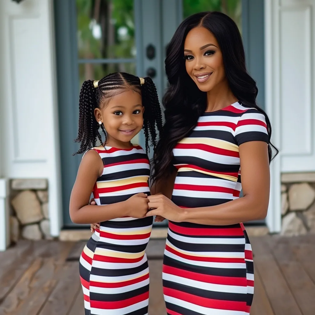 Mom and Daughter Matching Striped Bodycon Dress