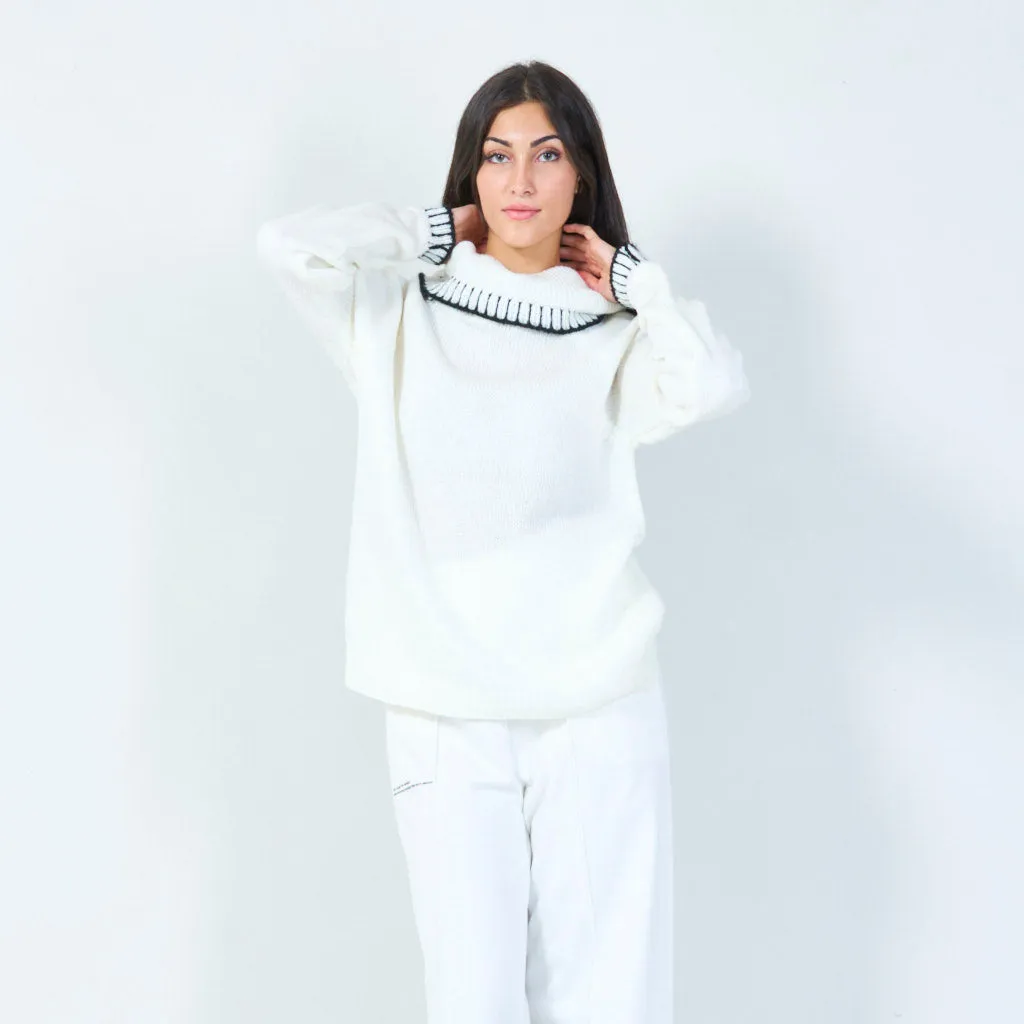 Off-shoulder knit sweater with wide collar wholesale