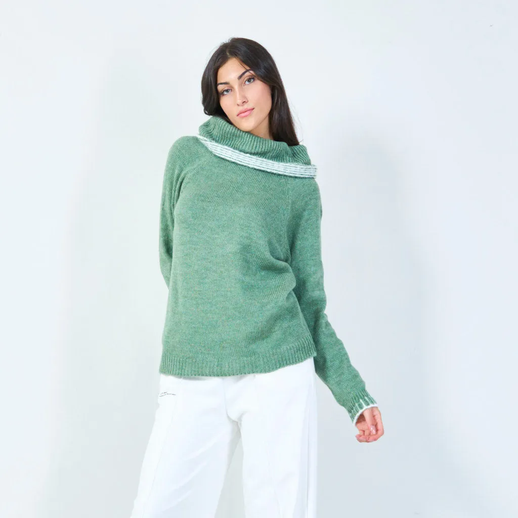 Off-shoulder knit sweater with wide collar wholesale