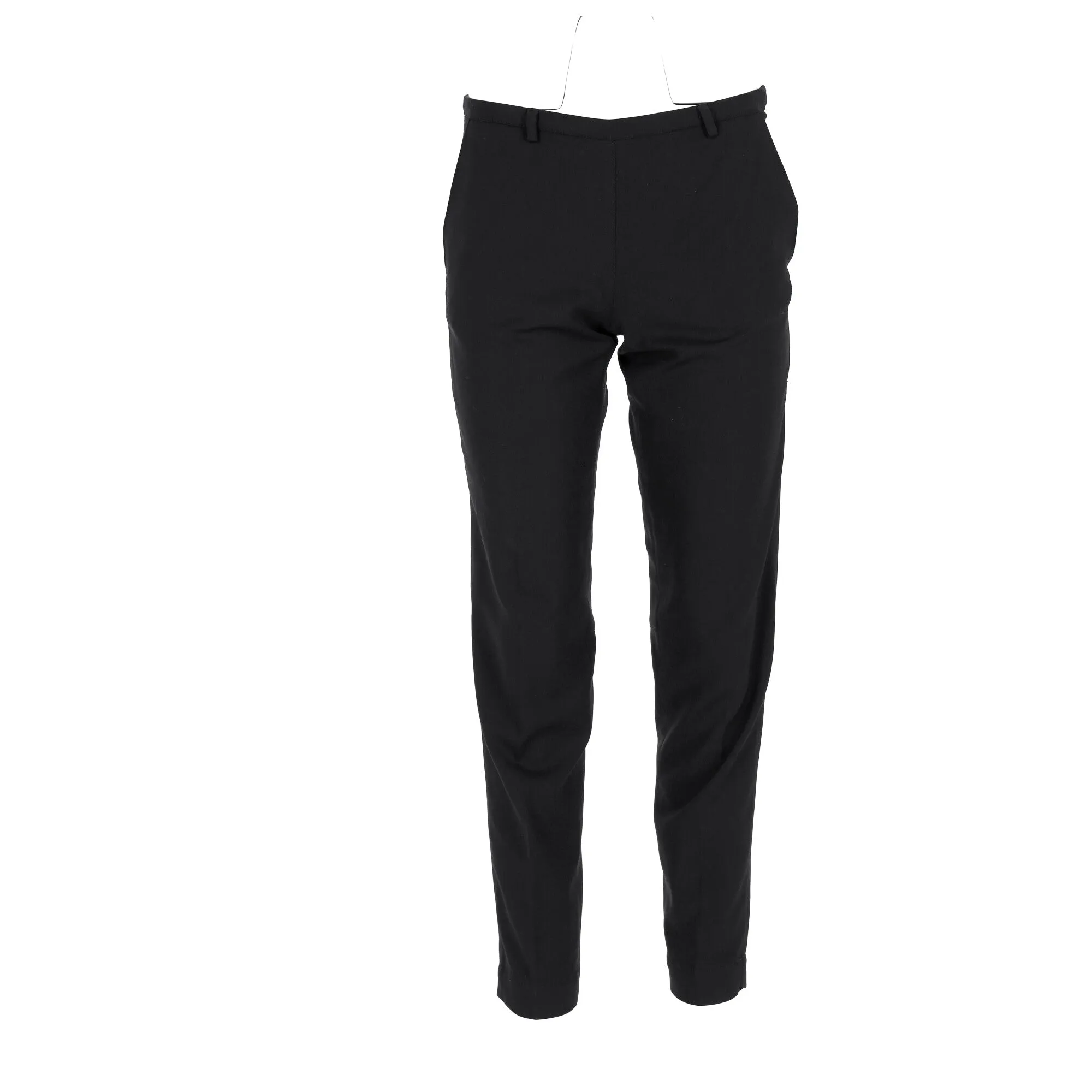 Prada Mid-Waist Straight-Leg Trousers in Black Wool