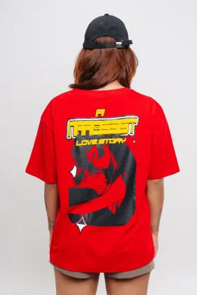 Red Narcissist Oversized Tees