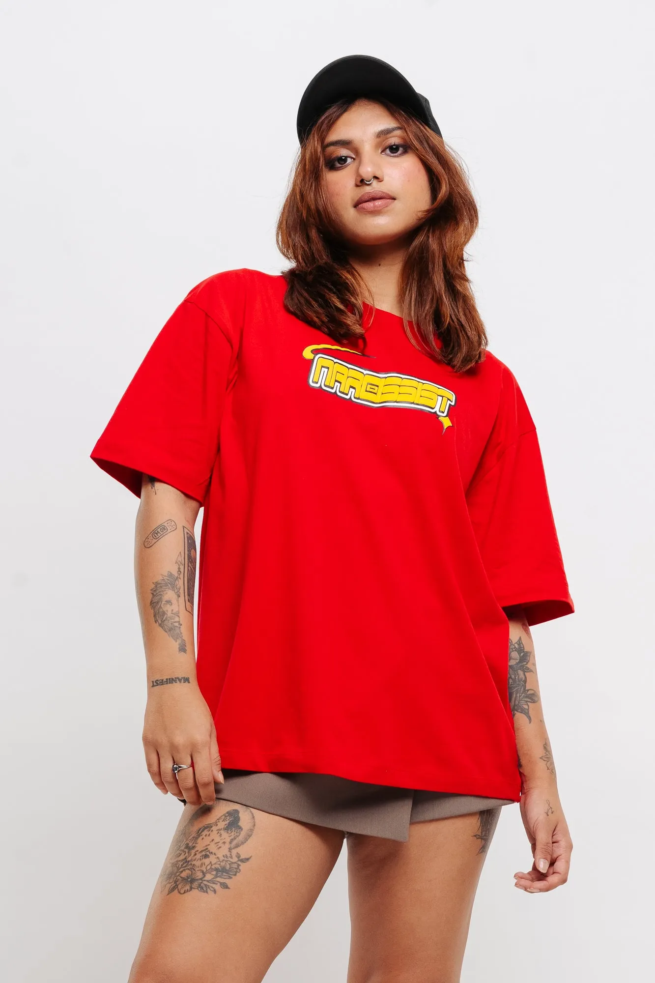 Red Narcissist Oversized Tees