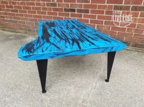 Royal Blue Coffee Table- Live Edge Coffee Table- Walnut- Modern- Contemporary- Furniture- Handpainted- Graffiti- Abstract- Industrial- Cool