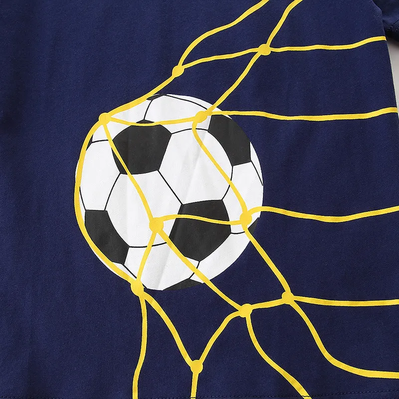 ROYAL BLUE FOOTBALL PRINTED GRAPHIC T-SHIRT