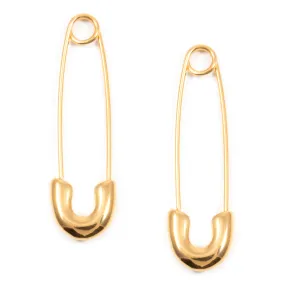 Safety Pin Earrings Gold