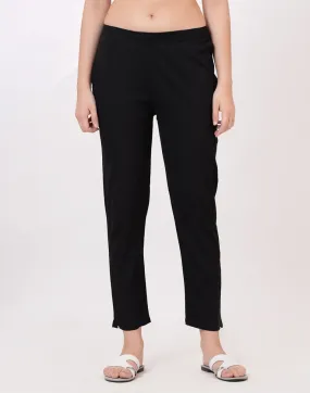 Satrangi Women's Black Viscose Lycra Trouser