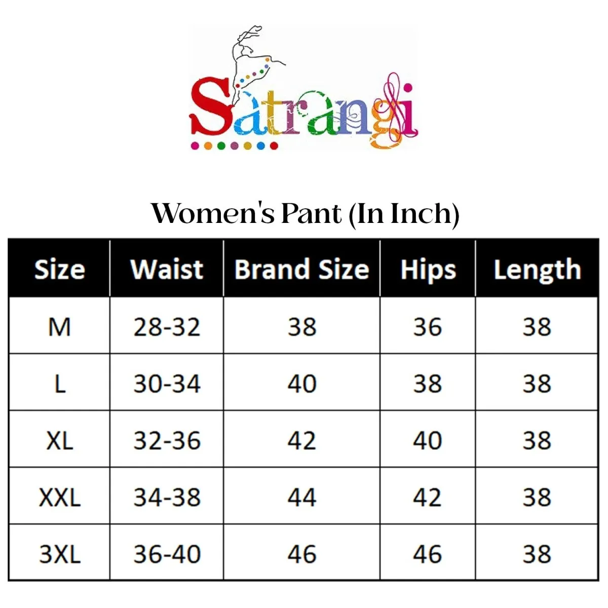 Satrangi Women's Black Viscose Lycra Trouser