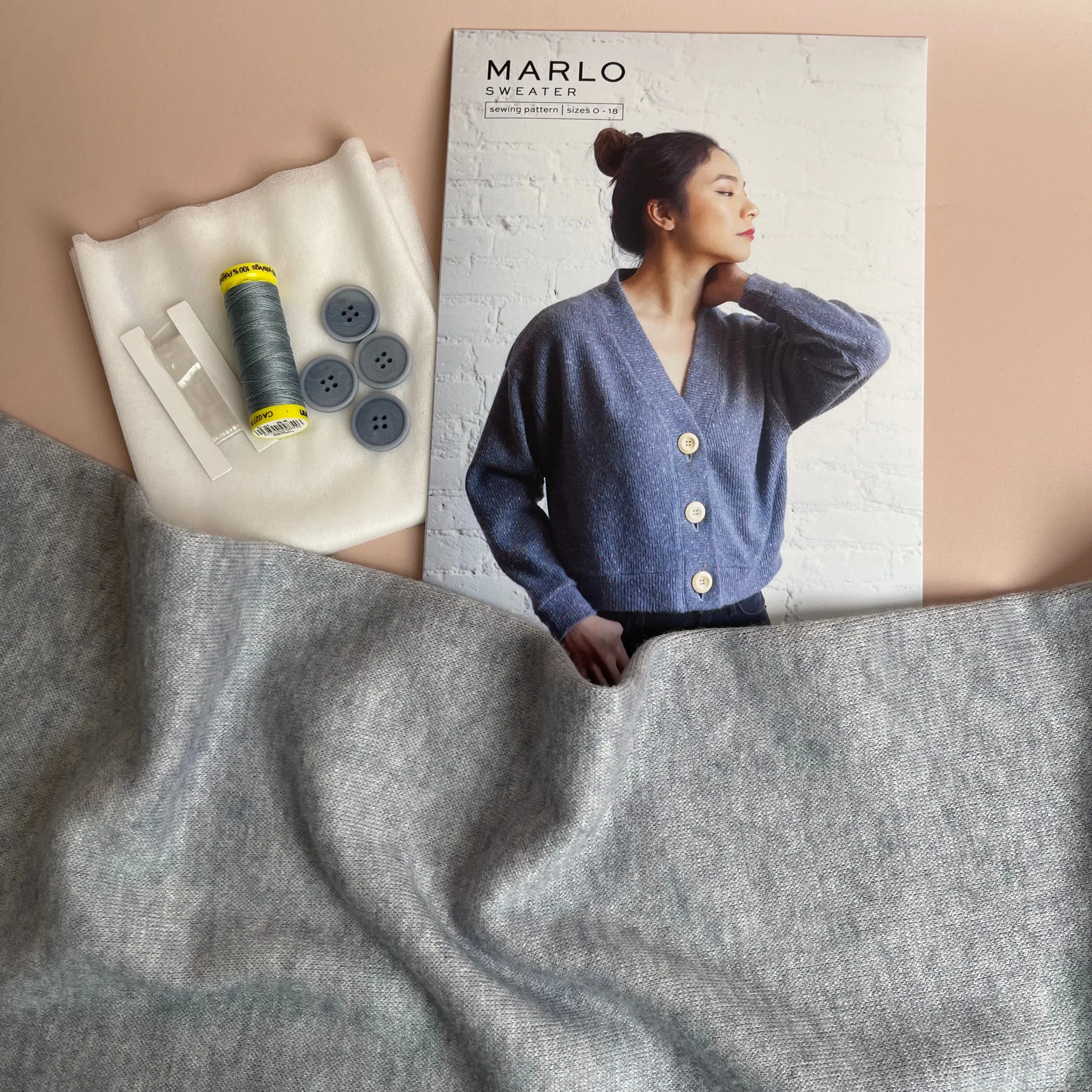 Sewing Kit - Marlo Sweater in Snug Mist Blue Sweater Knit