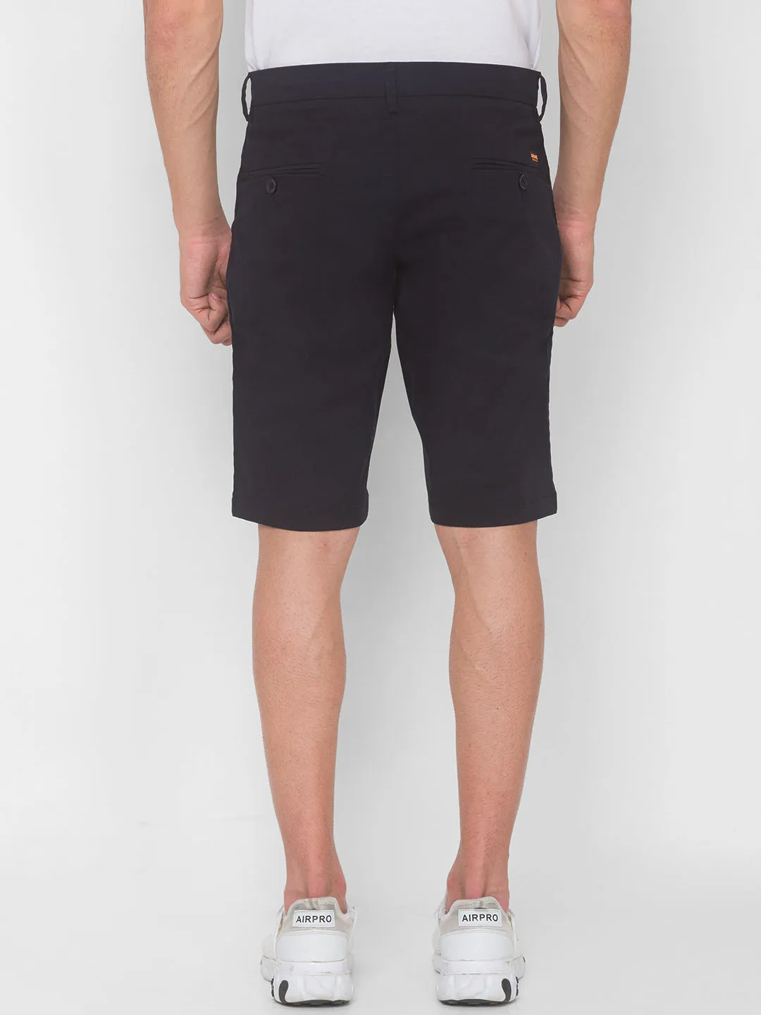 Spykar Men Navy Blue Solid Relaxed Mid-Rise Shorts (Relaxed)