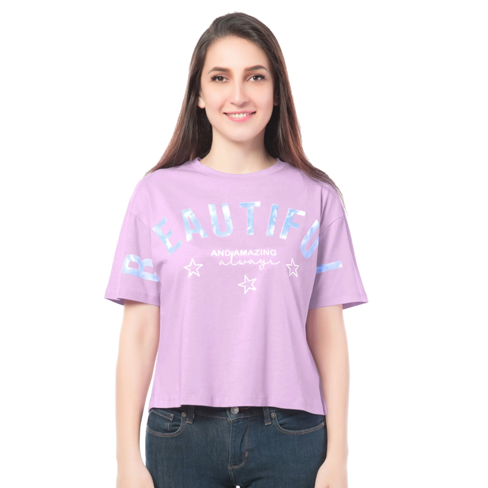 SRF-24076-Cotton-Tee Tiful Tie Dye Relaxed Fit T-Shirt Lavender