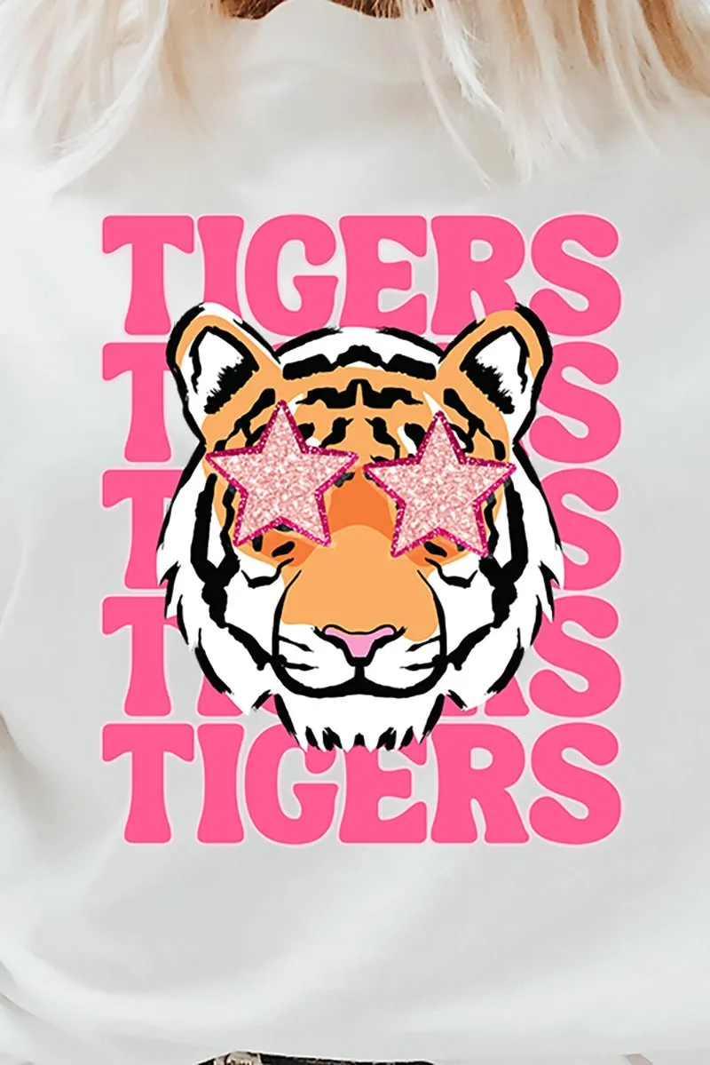 Stacked Pink Tigers Short Sleeve Relaxed Fit T-Shirt