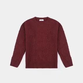 Teens Girls Acrylic Sweater-MAROON