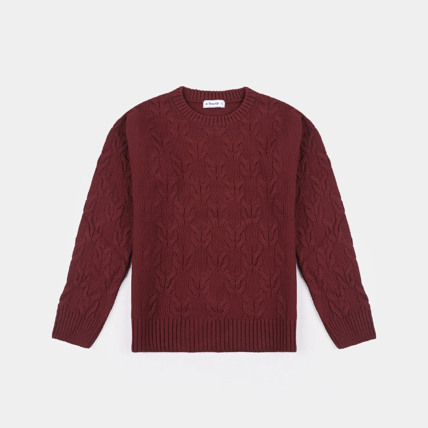 Teens Girls Acrylic Sweater-MAROON