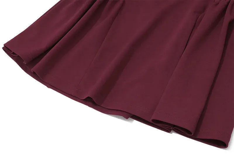 Trendy Burgundy Off-Shoulder Mini Dress with Scarf