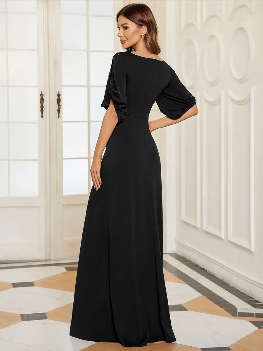 Trendy Round Neck Floor Length Evening Dress for Women