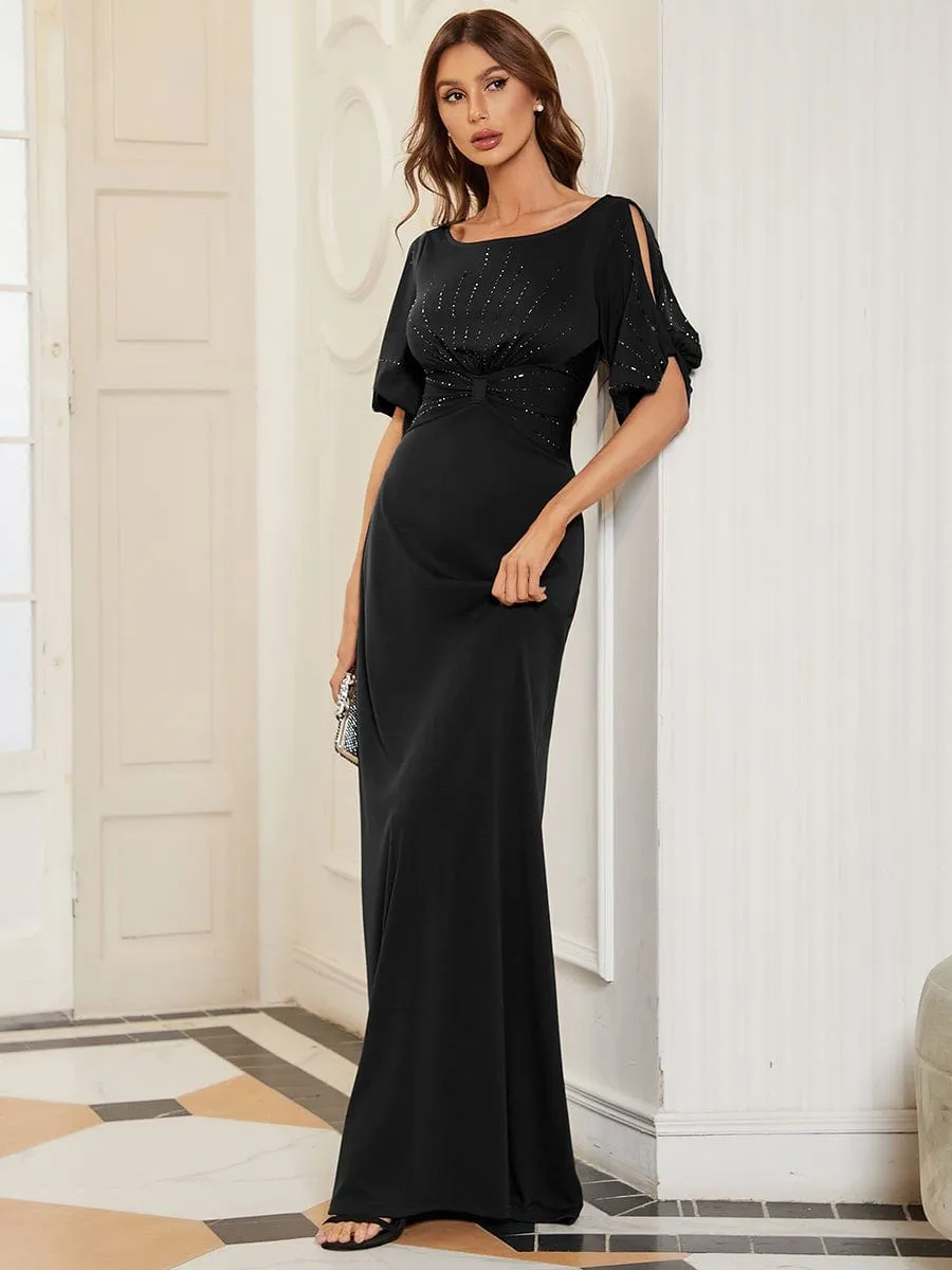 Trendy Round Neck Floor Length Evening Dress for Women