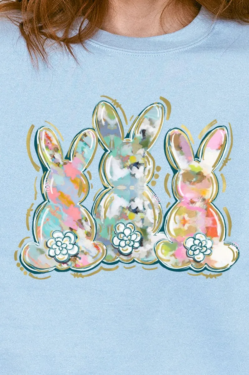 Watercolor Bunny Trio Heavy-weight Crew Sweatshirt