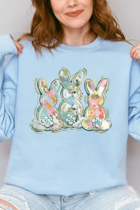 Watercolor Bunny Trio Heavy-weight Crew Sweatshirt