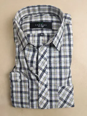 White Checks Formal Dress Shirt For Men MFS84