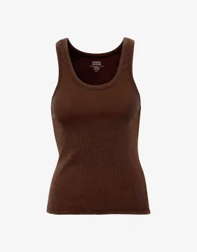 Women Organic Rib Tank Top - Coffee Brown