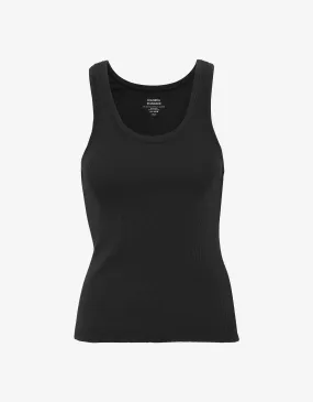 Women Organic Rib Tank Top - Deep Black