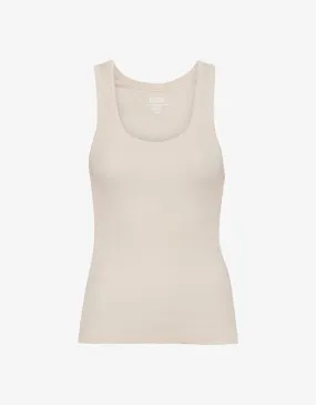 Women Organic Rib Tank Top - Ivory White