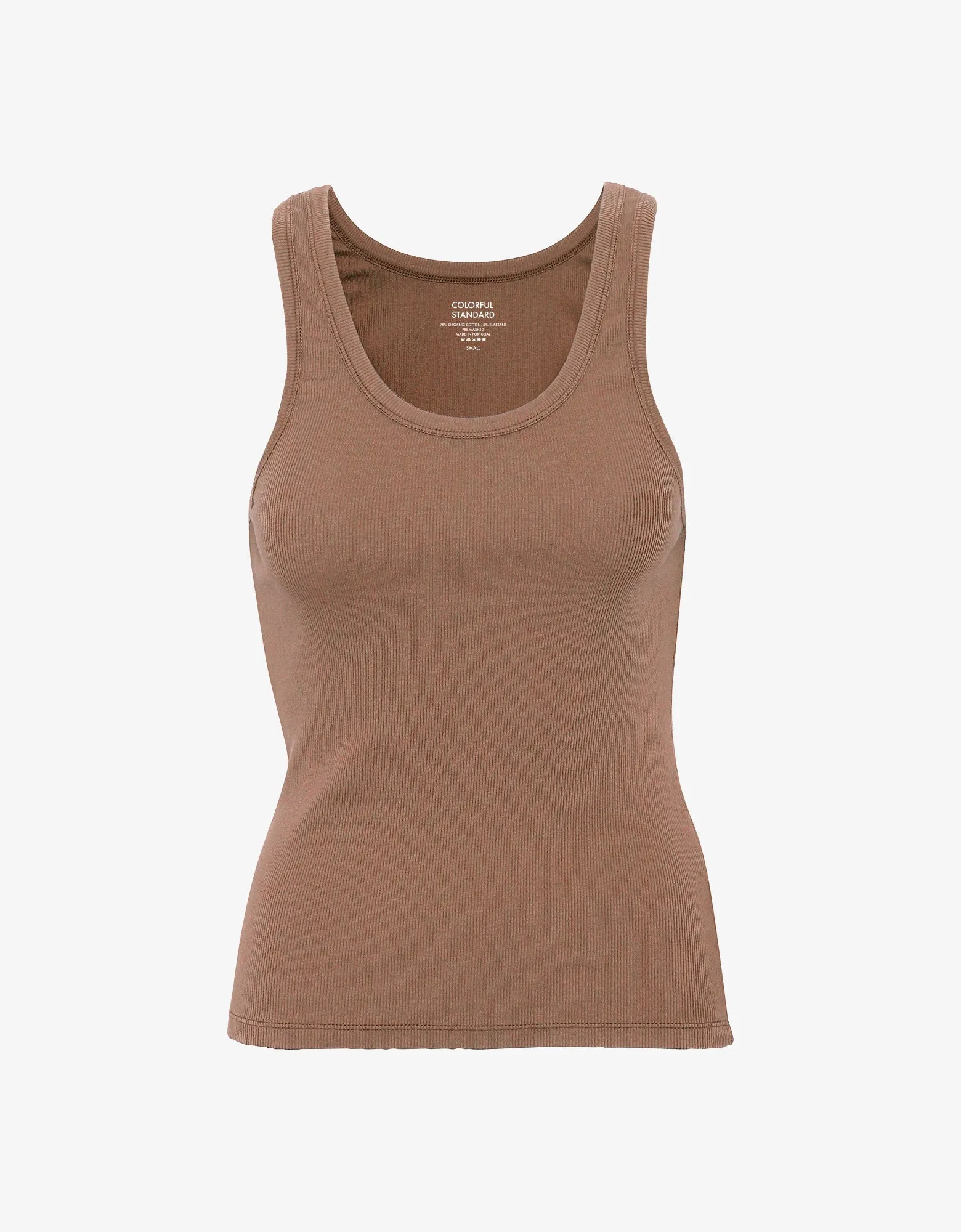 Women Organic Rib Tank Top - Sahara Camel